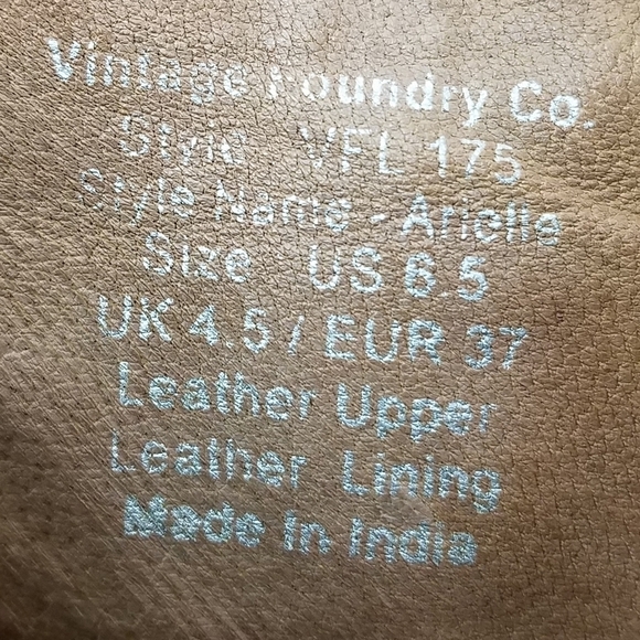 Vintage Foundry Co. Arielle Brown Leather Ankle Western Boot Pointed Toe Zip NEW - Picture 12 of 13